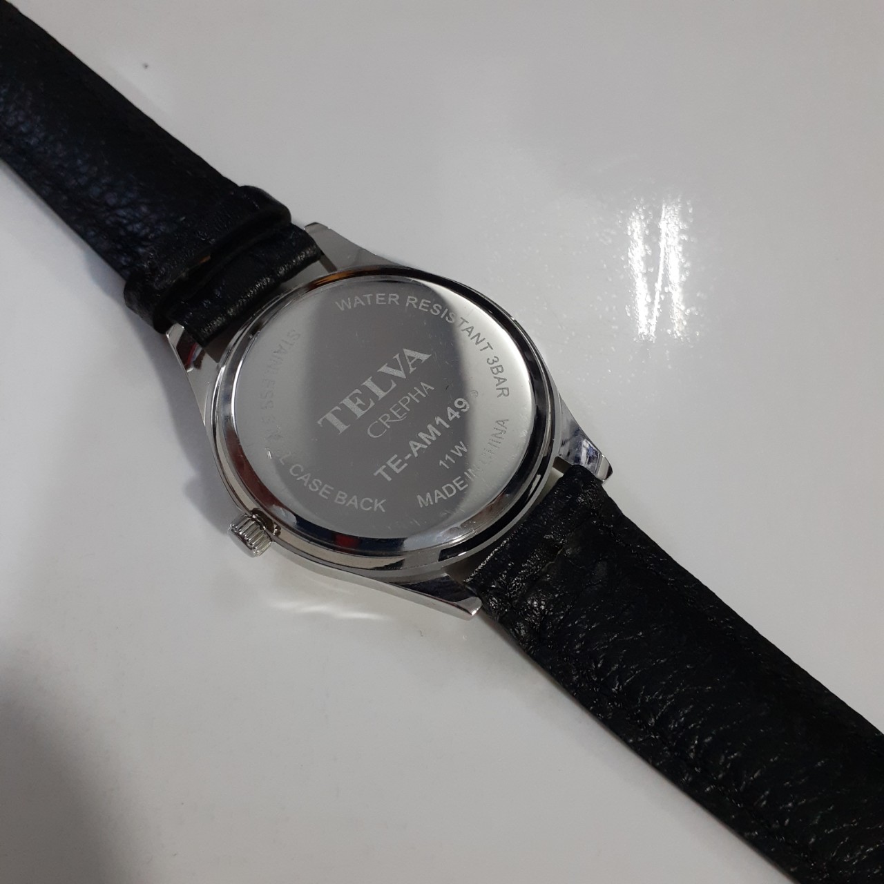 Đồng hồ nam Telva mặt đen size 38mm dây da second hand si Nhật