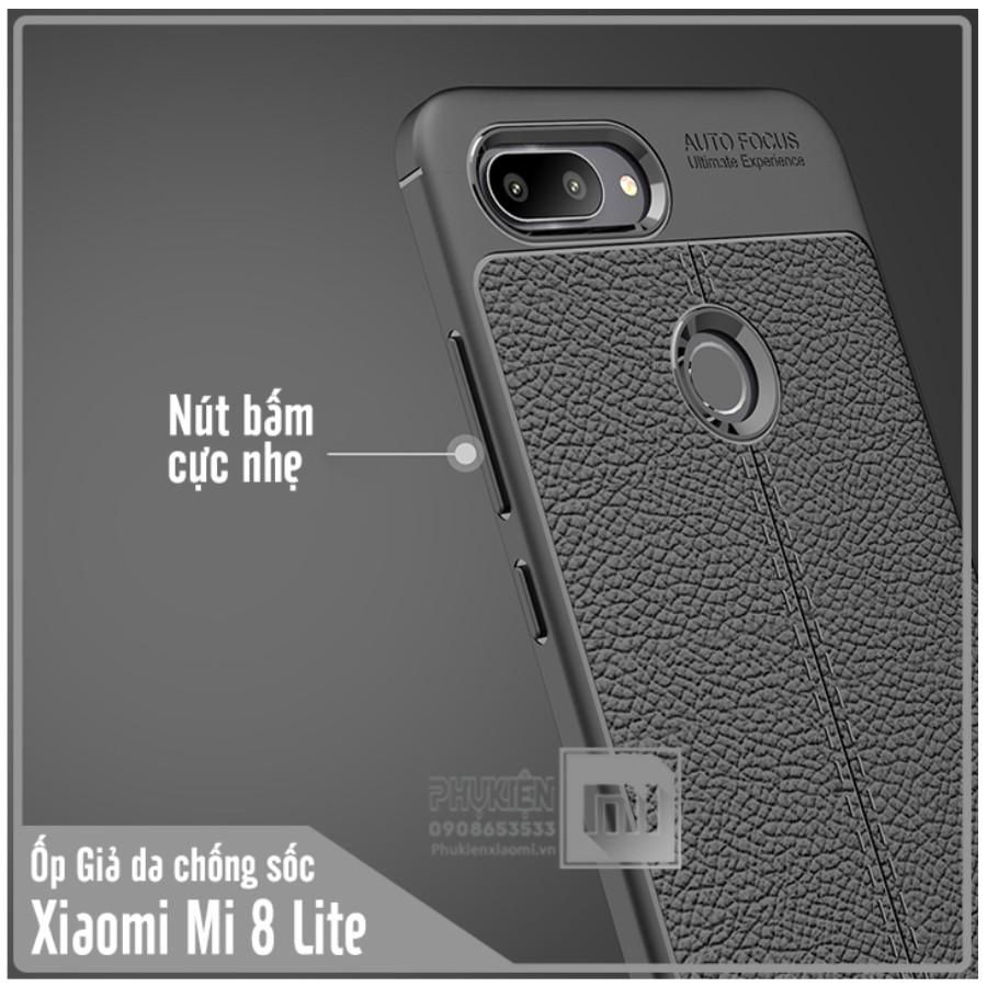 Ốp lưng Xiaomi Mi 8 Lite Giả da chống sốc Auto Focus
