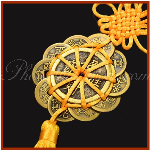 Dây xu HOA MAI THẬP TOÀN dài 30cm(10 cánhđỏ, vàng)