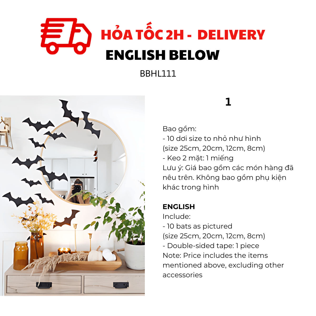 Dơi Trang Trí Tiệc Halloween - Bats For Haloween Decorations, Parties BBHL111