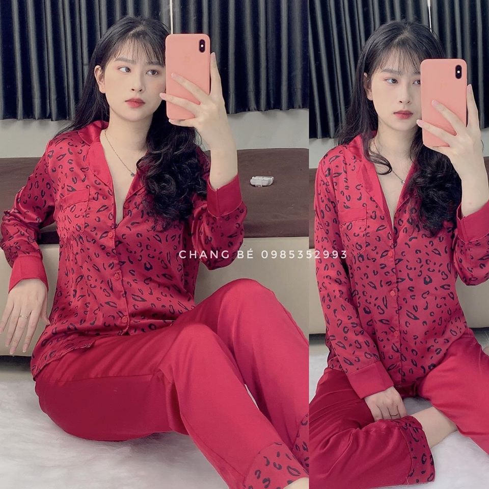 [HCM]Đồ Bộ Lụa Satin Họa tiết Beo