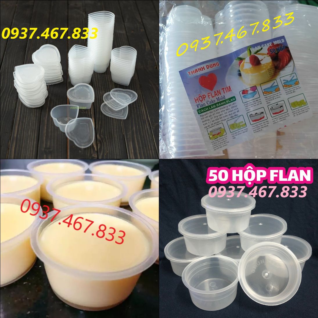 ⚡️ [Sale Kịch Sàn] Combo 50 HỦ BÁNH FLAN CÁC SIZE * FLAN TIM*