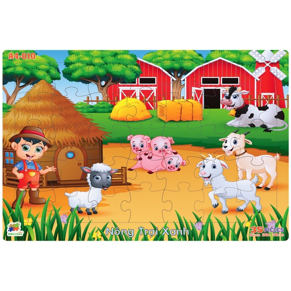 Đồ Chơi Bộ Xếp Hình Khổ A4 Puzzle Minh Châu 35-010 – Nông Trại Xanh (35 Mảnh Ghép)