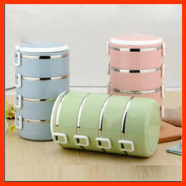 Cặp Lồng Đựng Cơm Lúa Mạch 4 Tầng Ruột Inox