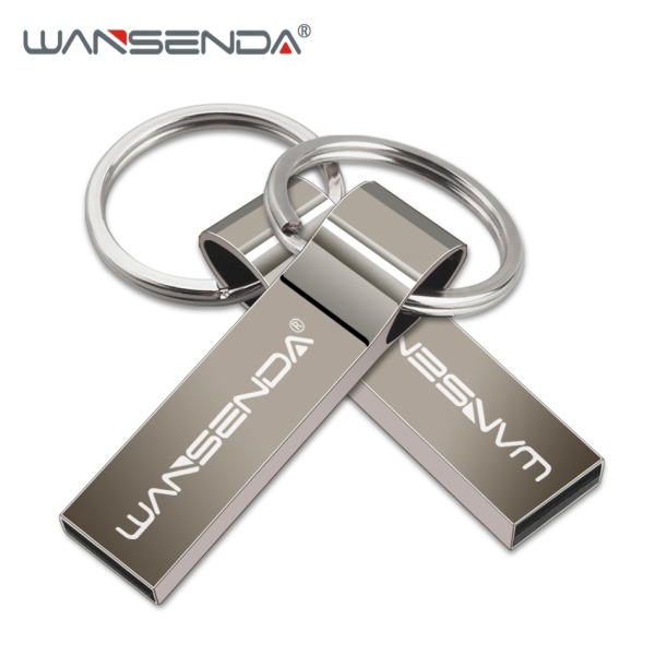 WANSENDA USB 2.0 Flash Drive Key Chain Pen Drive 8GB 16GB 32GB Pendrive Cle USB 2.0 Memory Stick 64GB 128GB Metal Flash Disk