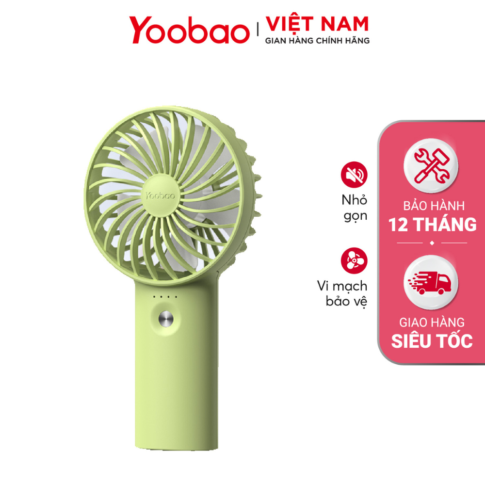 [CHÍNH HÃNG] Quạt cầm tay YOOBAO F3 3000mAh - Quạt 4 cánh với 3 chế độ gió Nhỏ gọn tiện lợi - Hàng phân phối chính hãng - Bảo hành 12 tháng