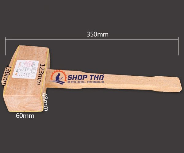 Búa gỗ kích thước đầu búa 130mm - gỗ sồi