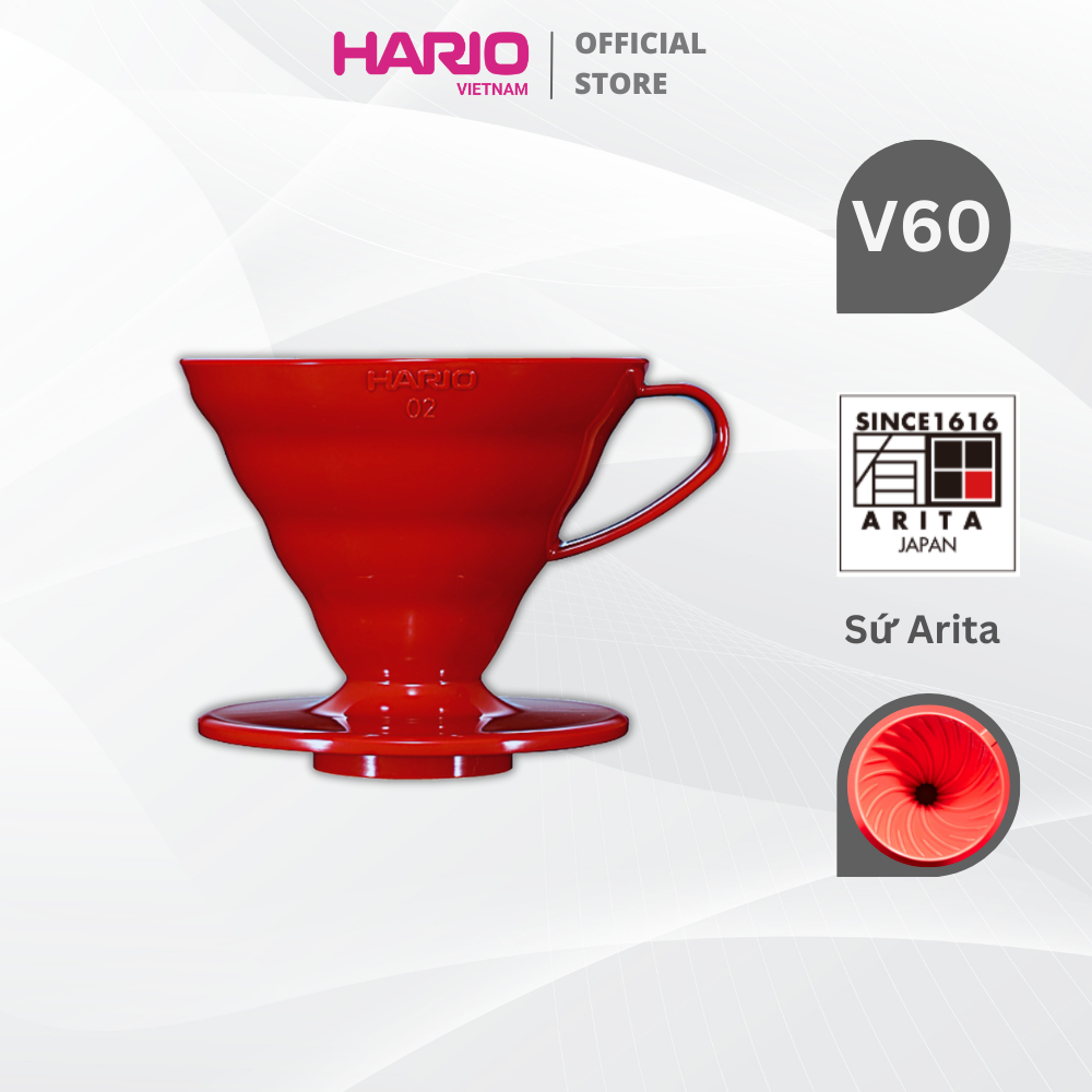Phễu V60 sứ pha cà phê Hario V60 Coffee Dripper Ceramic size 02 VDCR-02-R (sứ Đỏ)