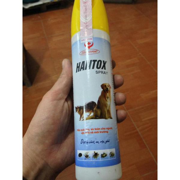 Xịt ve, bọ chét chó mèo gia súc gia cầm Hantox spray - chai 300ml (tặng 2 gói men tiêu hóa Pharbiozym 5 gram)