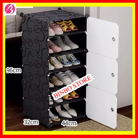 Tủ để giày dép, tủ nhựa để giày, tủ nhựa lắp ghép để giày dép 3 ô 6 ngăn (chia ô) để được 12 đôi giày , nhựa polime bền đẹp, lau chùi dễ dàng