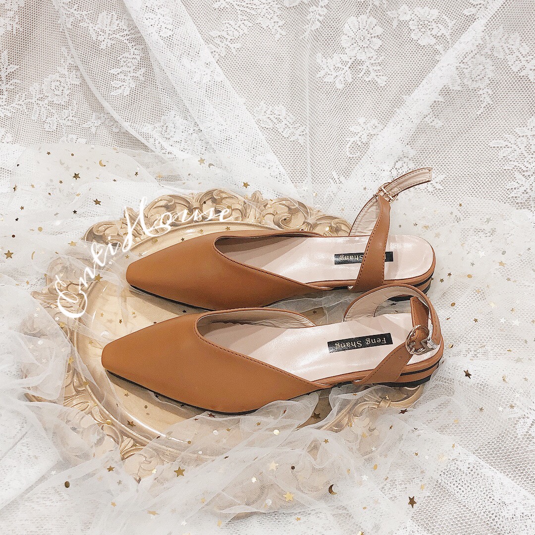 {HCM / CÓ SẴN / ẢNH THẬT} GIÀY SANDAL BÍT MŨI HỞ GÓT MÀU NÂU SIZE 38