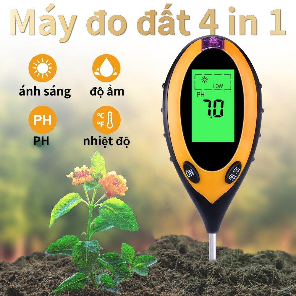 Máy đo đất, thiết bị đo PH đất 4-1 (PH, độ ẩm, ánh sáng, nhiệt độ) máy đo đất chính xác cao