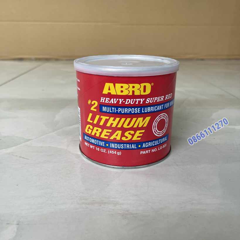 Mỡ bò bôi trơn Abro Super Red Lithium Grease 454g