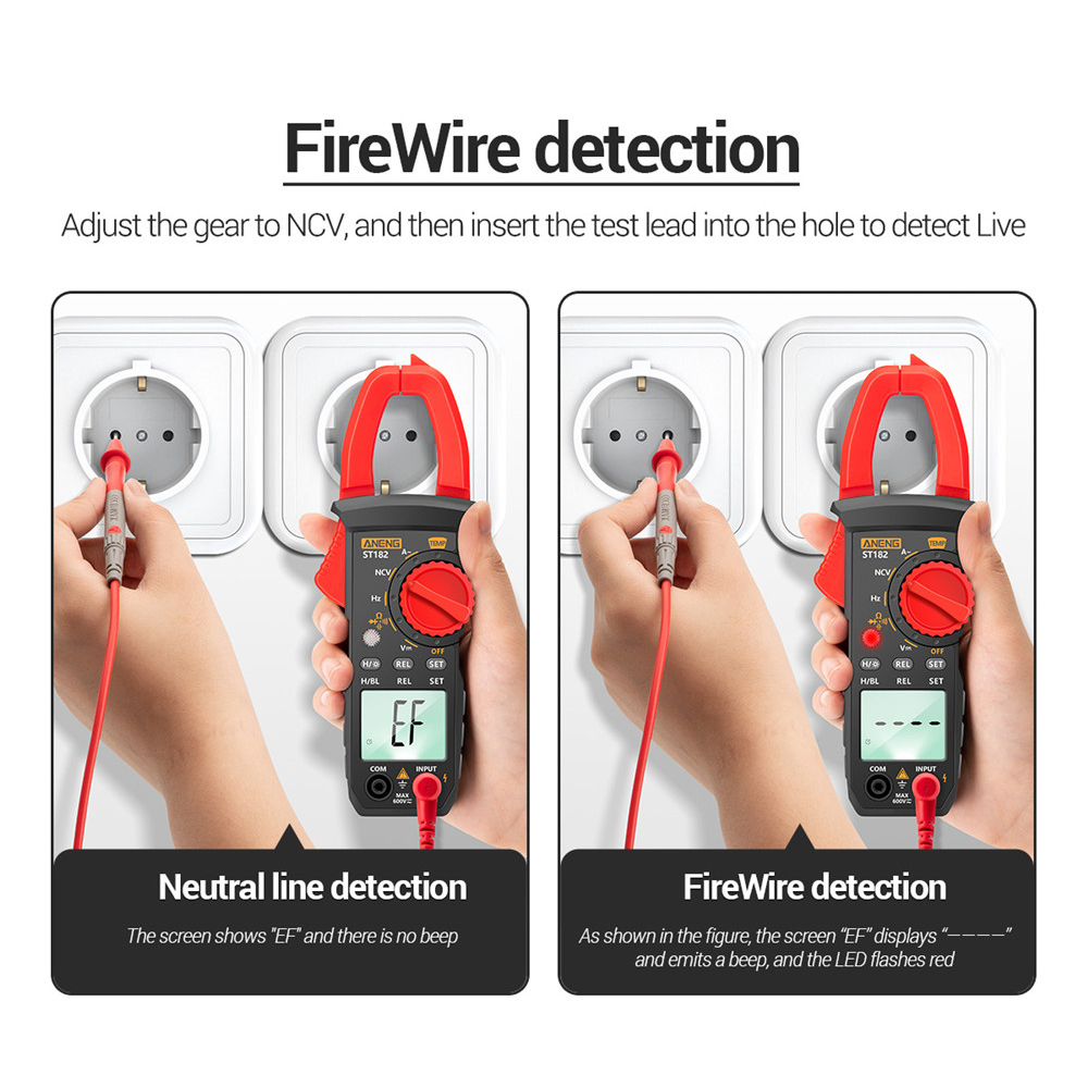 Smart Sensor 4000 Counts Digital AC Current Clamp Meter 400A Automatic Range Backlight Voltage Meter Clamp Gauge NCV Test Clamp Ammeter Universal Meter Tester Temperature /Capacitance/ Diode / AC Current / AC/DC Voltage / Resistance / Frequency