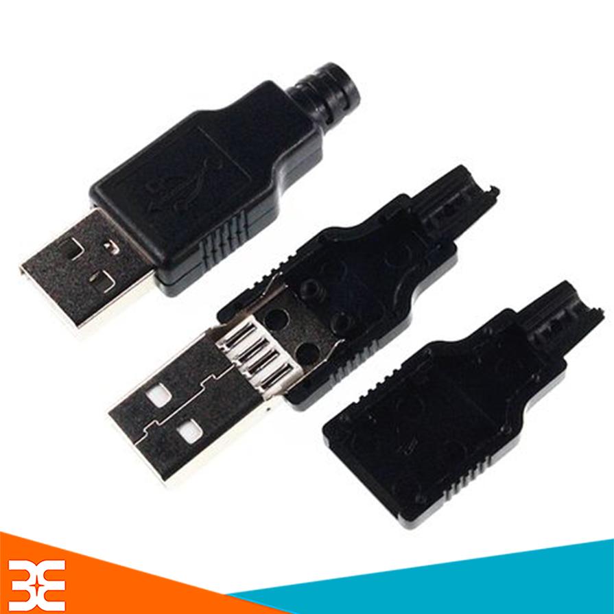Bộ 5 Đầu Jack Cổng USB A Đực 4P + Vỏ
