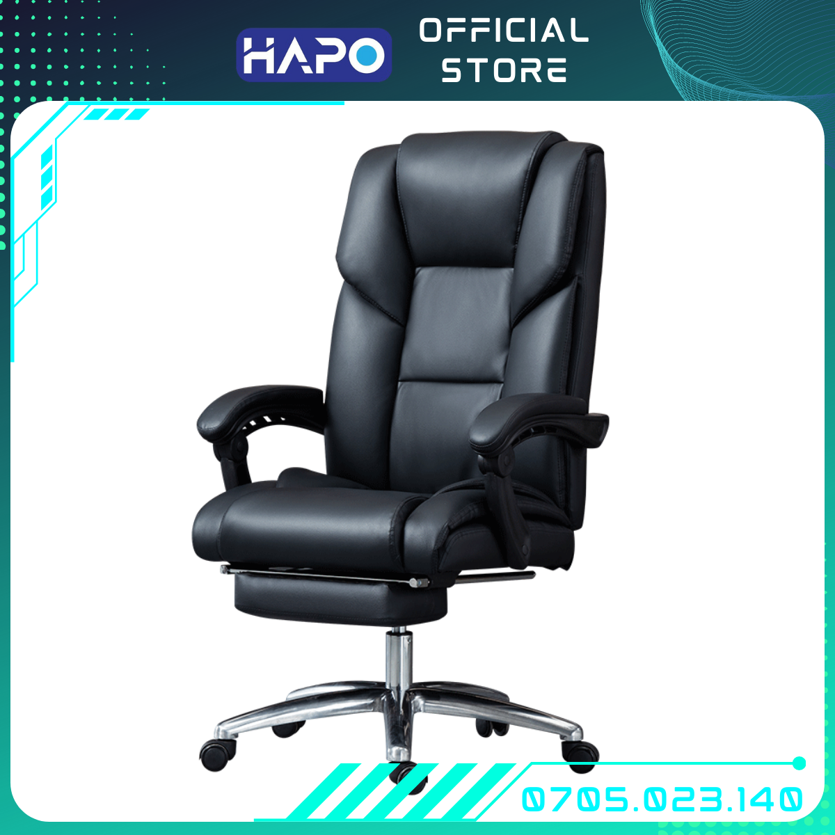 Ghế Da Văn Phòng Chân Xoay - Ghế Giám Đốc Ngả Lưng Có Để Chân Sang Trọng