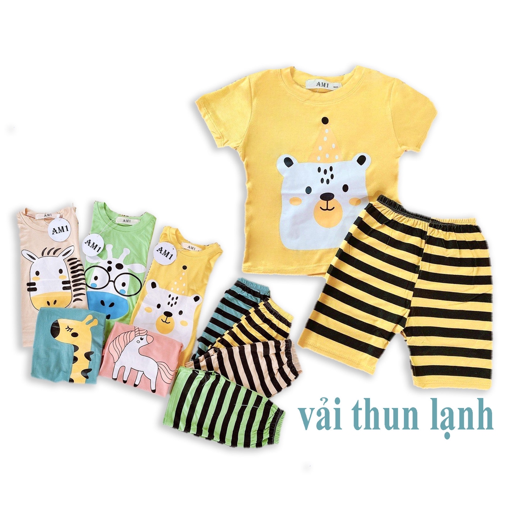 Bộ quần áo cộc tay thun lạnh vải mát mịn cho bé QATE666