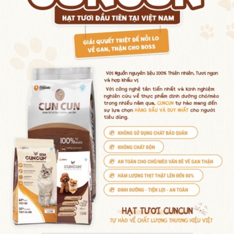 Thức Ăn Thú Cưng Thức Ăn Cho Chó HẠT TƯƠI CUNCUN Dành Cho Mọi Loài Cún