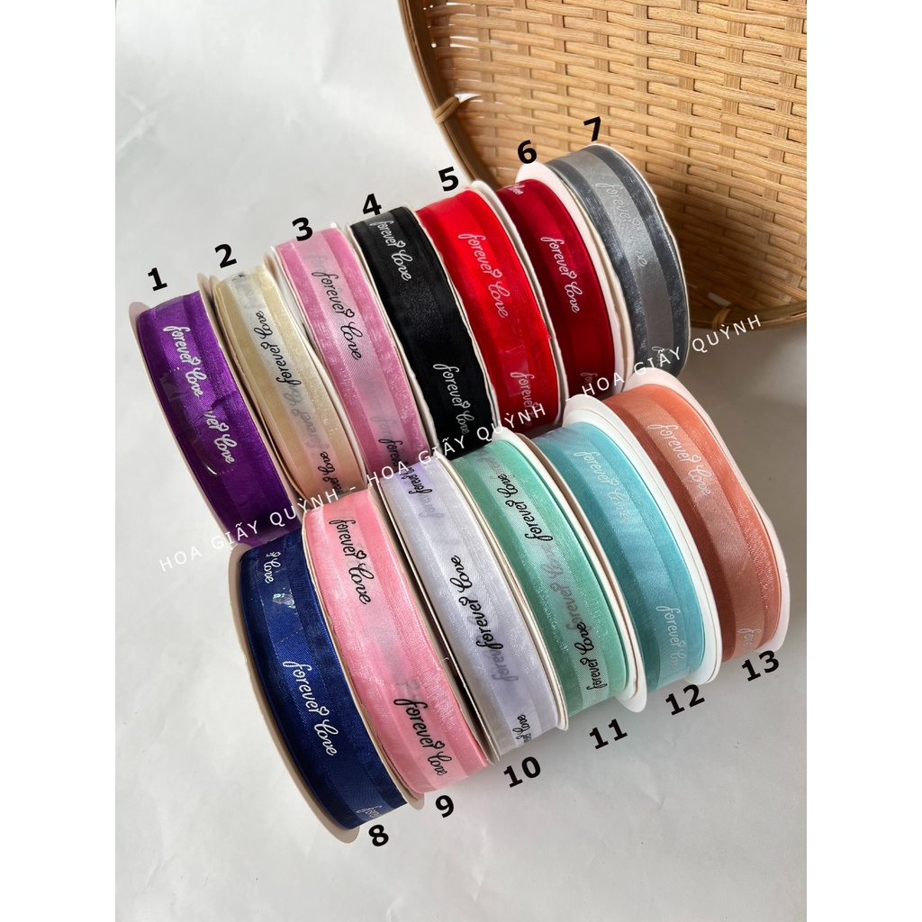 Ruy băng voan chữ 2.5cm forever love