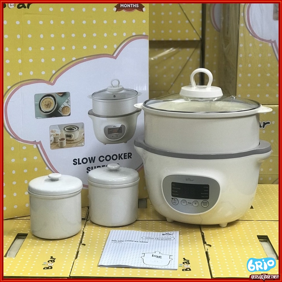 [Bản quốc tế] Nồi nấu cháo Bear 1,6L kèm lồng hấp cho bé