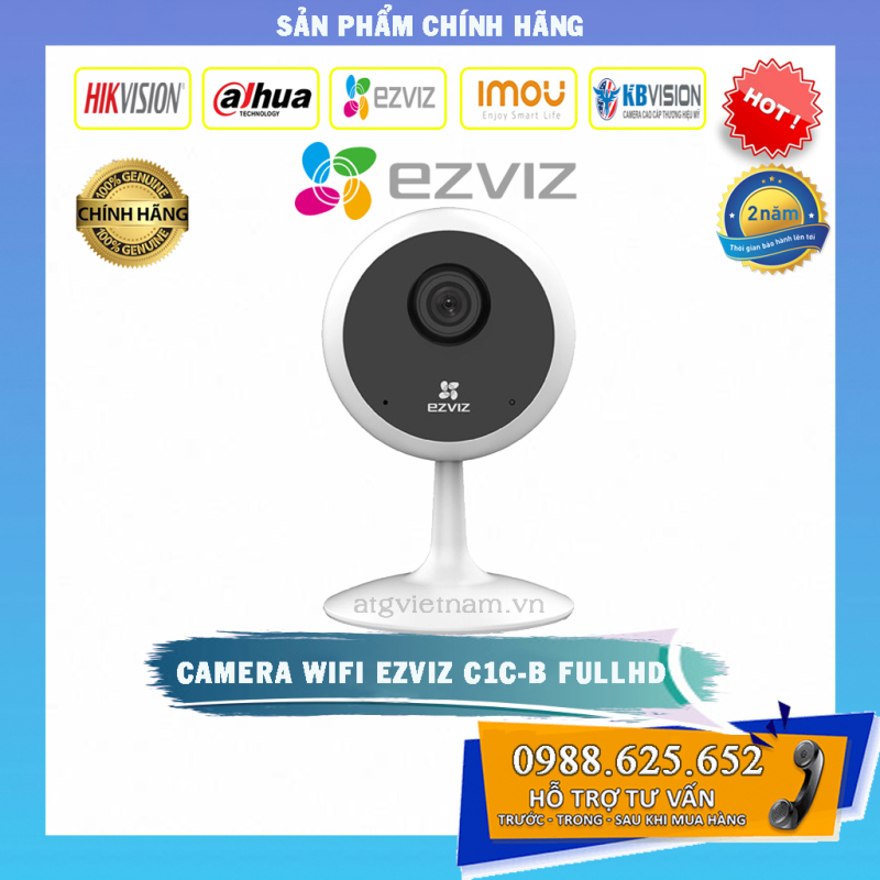 [Mua sỉ được giá lẻ] Camera Wifi Ezviz C1C-B Full HD 1080P H.265+ - Camera góc siêu rộng - Hàng chính hãng BH 2 năm