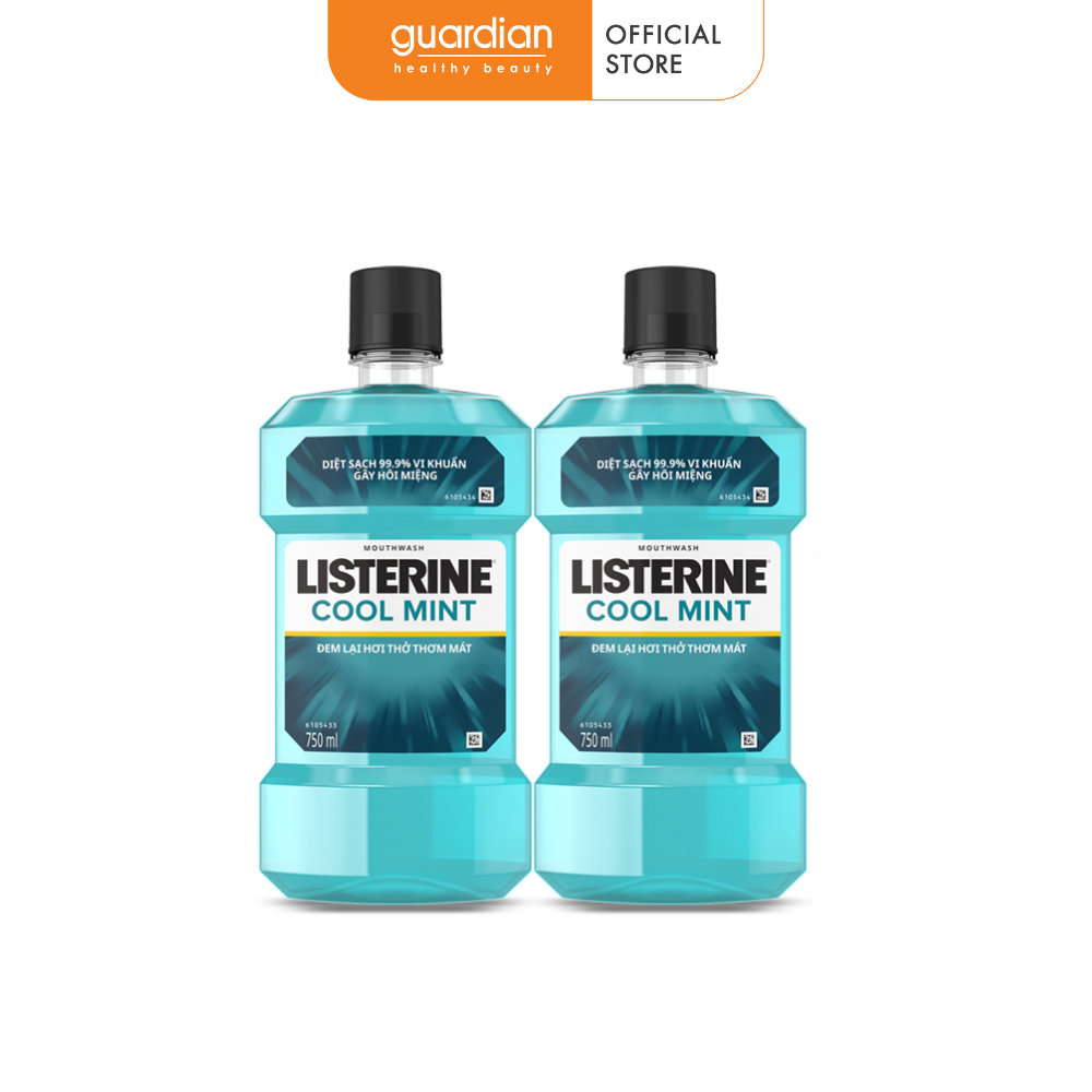 Combo 2 Nước Súc Miệng Hương Bạc Hà Cool Mint Listerine 750Ml/Chai