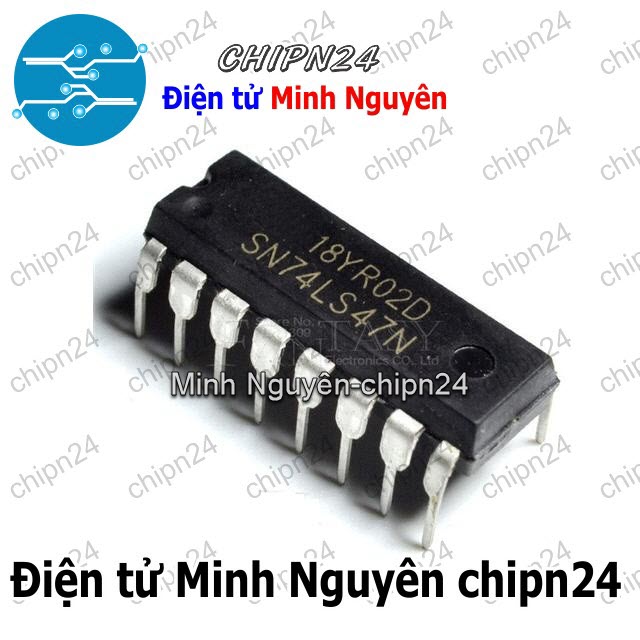 [1 con] (DIP) IC 7447 74LS47 DIP-16 (IC Giải mã BCD sang led 7 đoạn loại anode chung) - HH003648