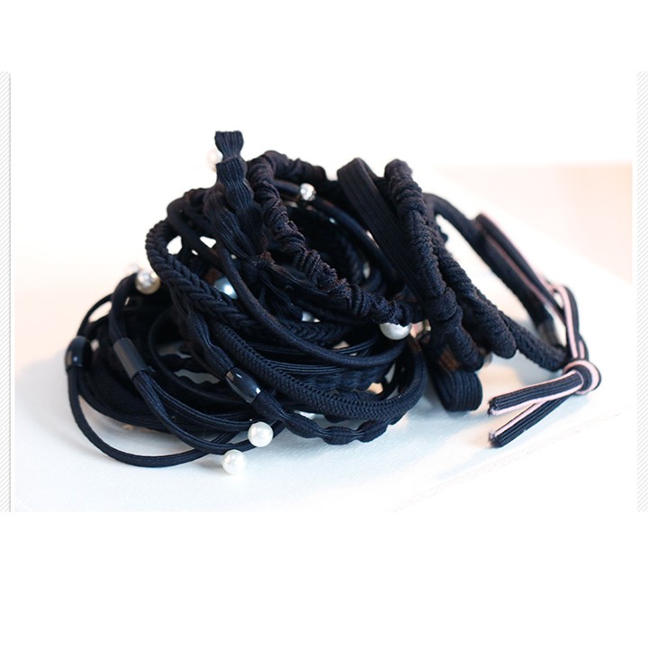Bộ 12 dây thun cột tóc nữ phong cách Hàn Quốc cao cấp