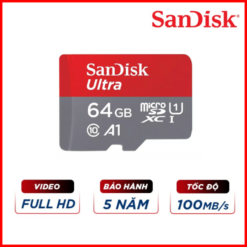 Thẻ nhớ MicroSDHC SanDisk Ultra A1 64GB Up To 100MB/s 667X Ultra