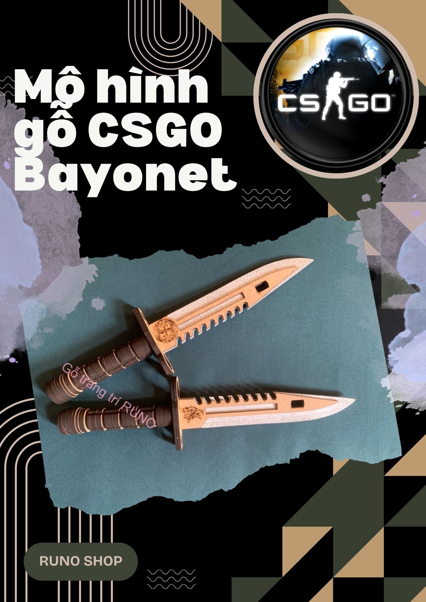 Mô hình đồ chơi lắp ráp gỗ có sơn màu sẵn CSGO Đột Kích