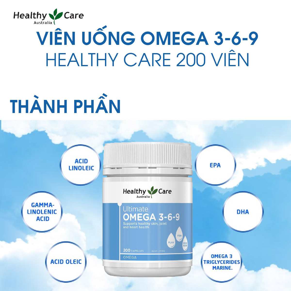 Viên uống omega 3-6-9 Ultimate Healthy Care tăng cường thị lực