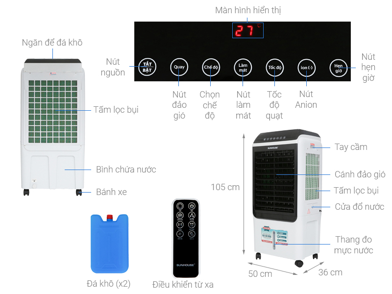 Bảng giá Quạt điều hòa Sunhouse SHD7727