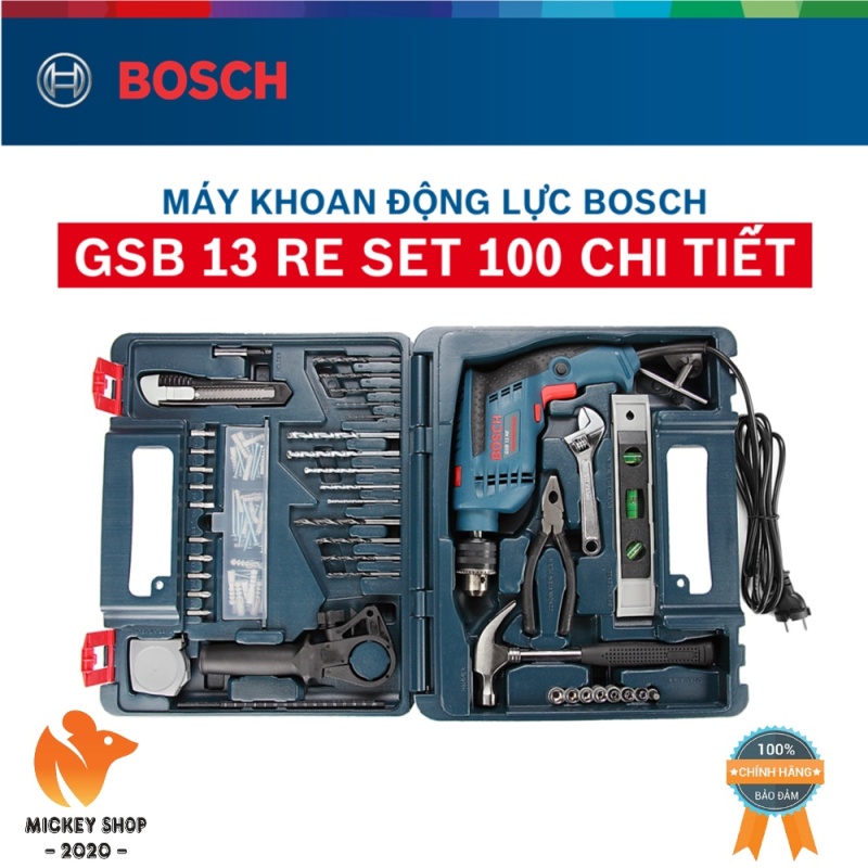 [CHÍNH HÃNG] Máy khoan động lực Bosch GSB 13 RE SET 100 chi tiết