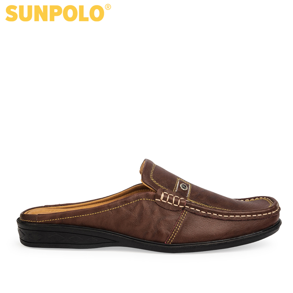Dép Sapo Nam Da Bò SUNPOLO SPO004 (Nâu)
