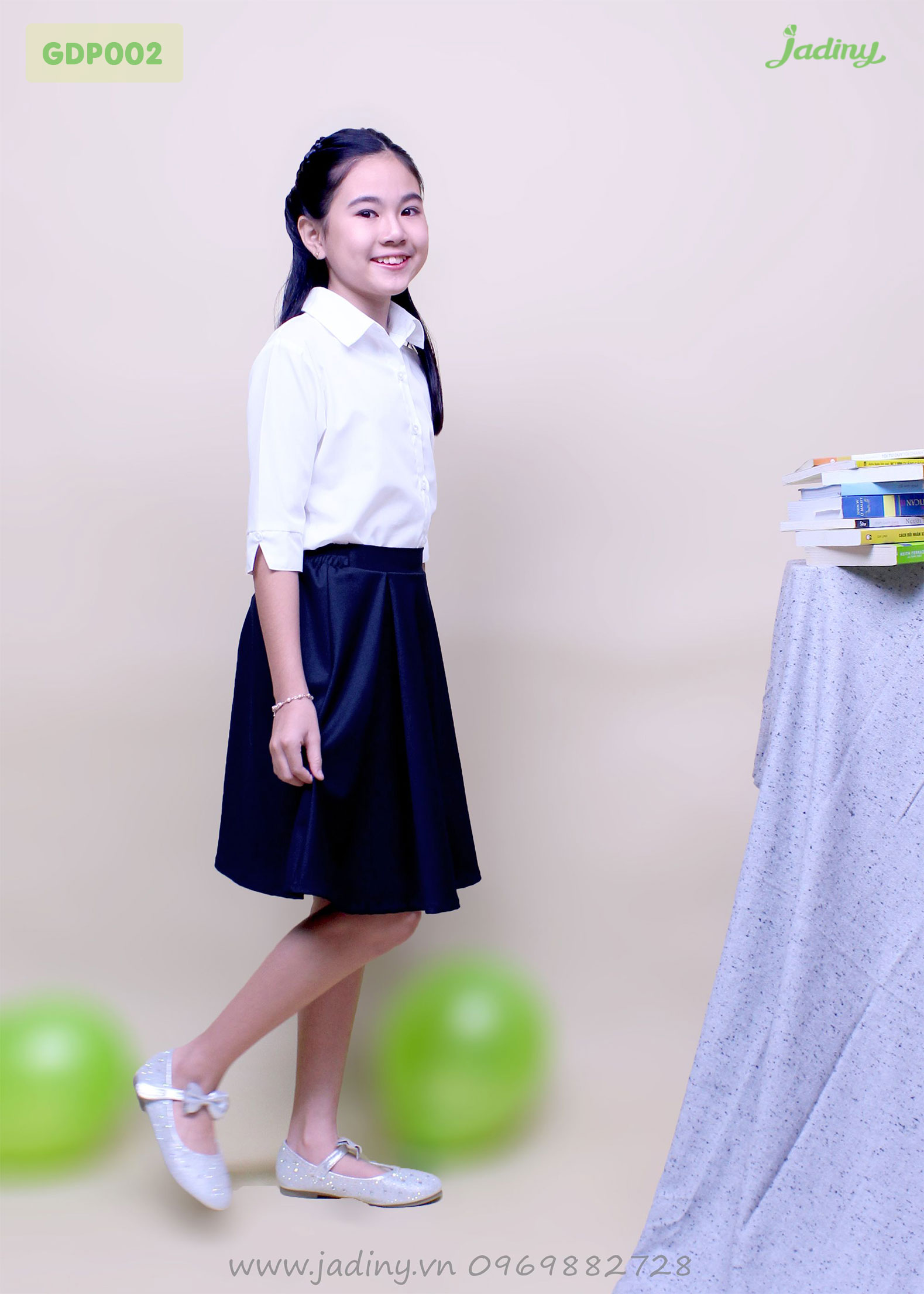 Áo sơ mi học nữ tay lỡ GDP002