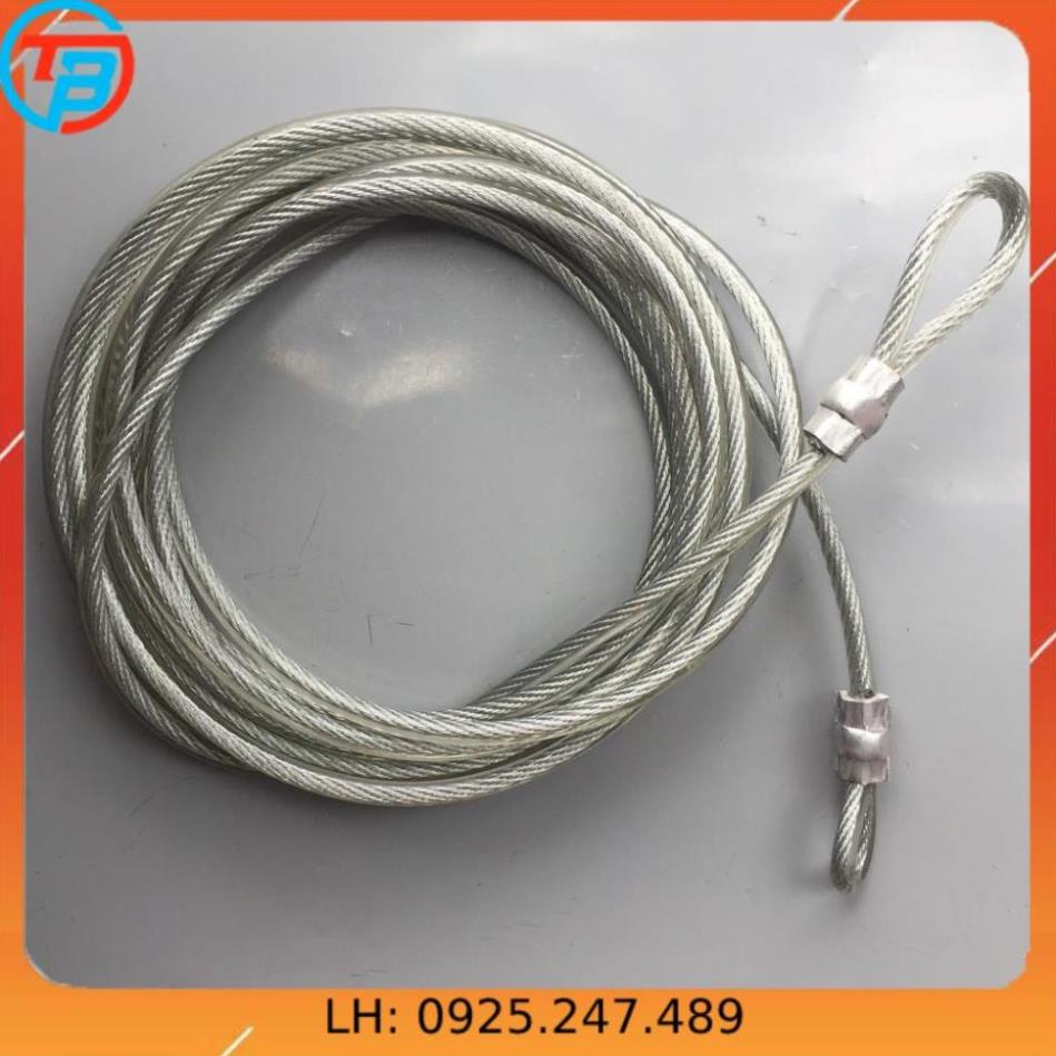 Dây cáp khóa xe bọc nhựa phi 8 dài 15m.
