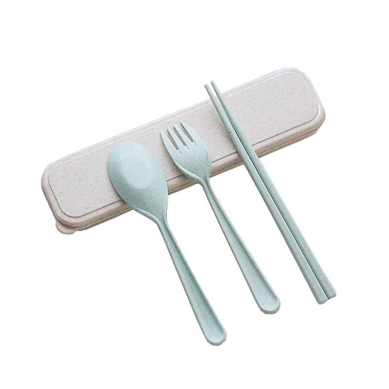 Bộ thìa , dĩa, đũa 3 chi tiết bằng lúa mạch hap1601