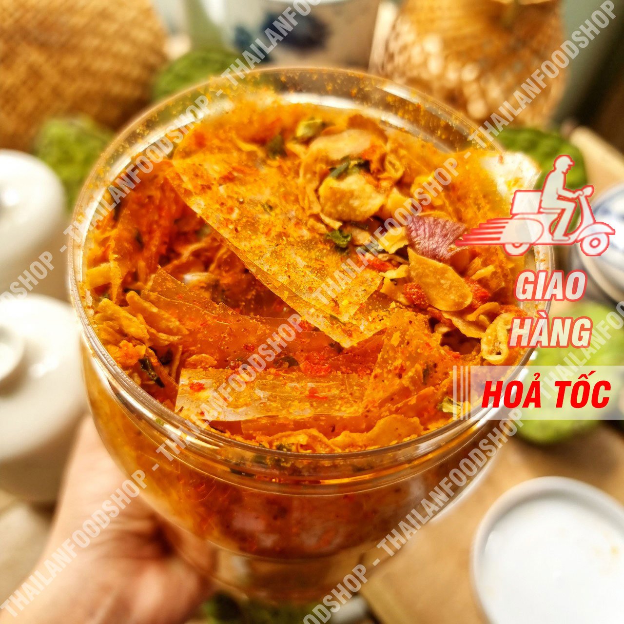 Bánh Tráng Sate Muối Tôm Hành Phi Hộp 340gr - 360gr