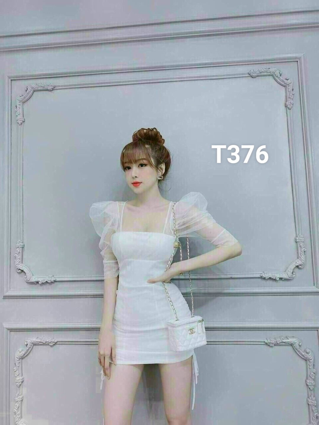 Đầm body phối lưới cao cấp có mút T376