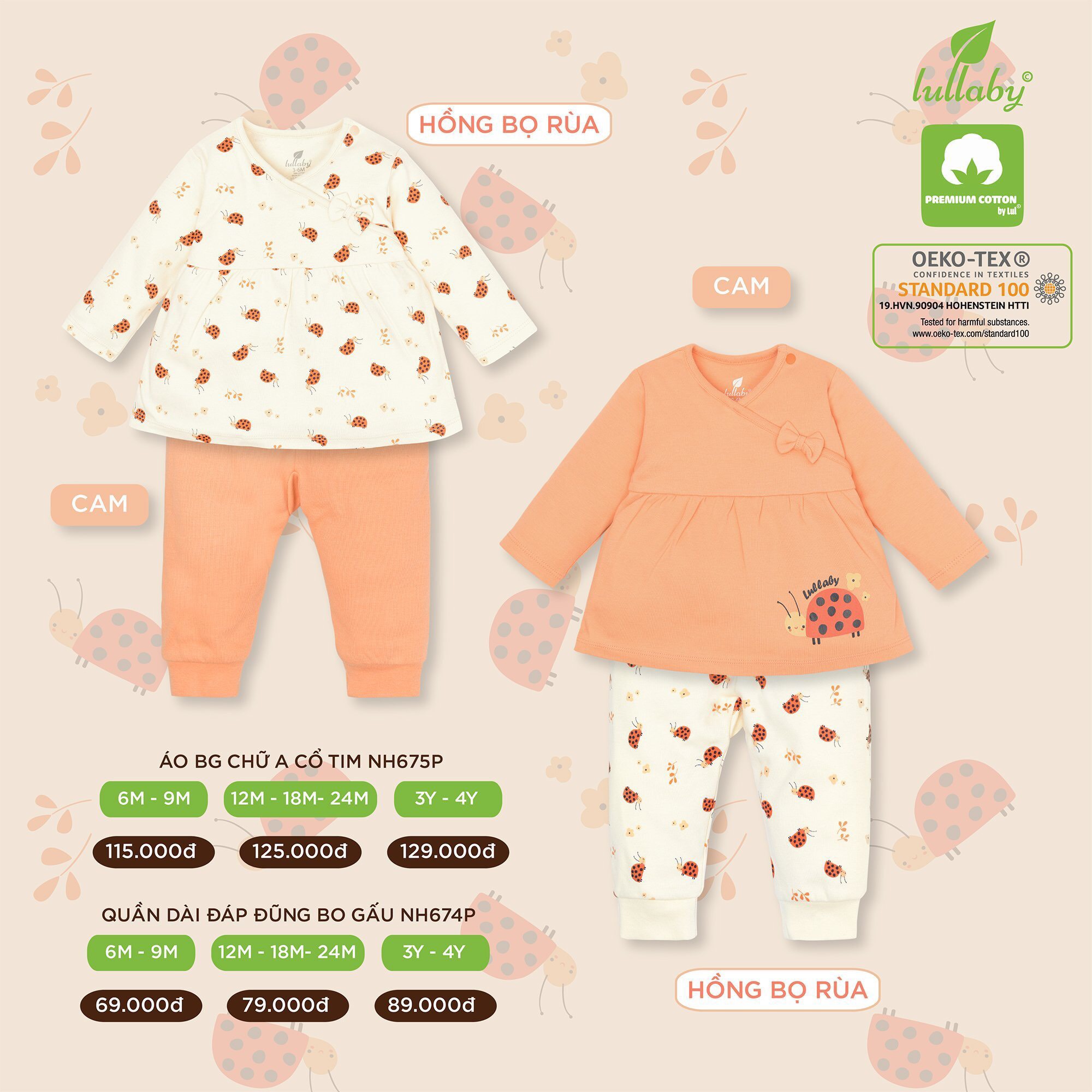 Bộ cổ tim bé gái Lullaby [NH674-675] (Sz 6m-4y)
