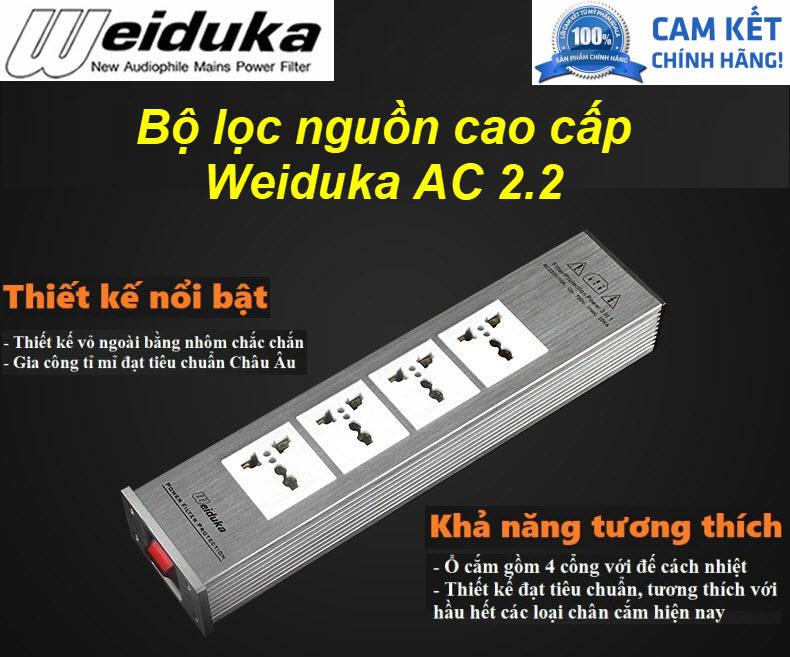 Bộ lọc điện Weiduka AC2.2 dùng cho hệ thống âm thanh Hi-End - Bộ lọc nguồn điện sạch cao cấp AUDIO WEIDUKA AC2.2 - Ổ cắm lọc nguồn điện cho dàn âm thanh Weiduka AC 2.2 - Hàng công ty nhập khẩu và phân phối - Bảo hành 12 tháng