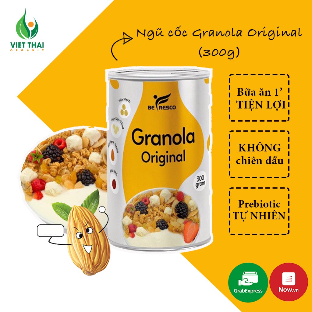 Ngũ Cốc Ăn Sáng Giảm Cân Ăn Kiêng - Granola Original Mix Sữa Chua Sấy Khô