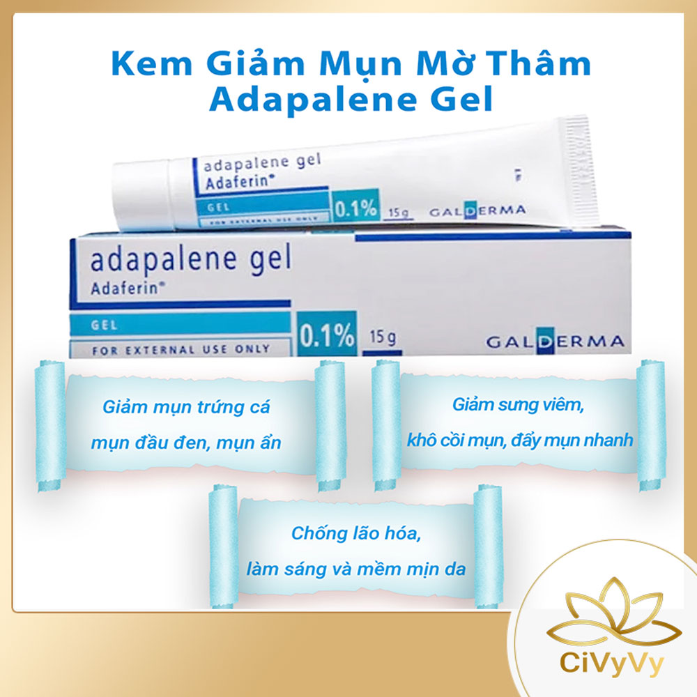 Adaferin - Adapalene Gel 0.1 Hỗ Trợ Giảm Mụn Ẩn Mụn Trứng Cá Mụn Đầu Đen