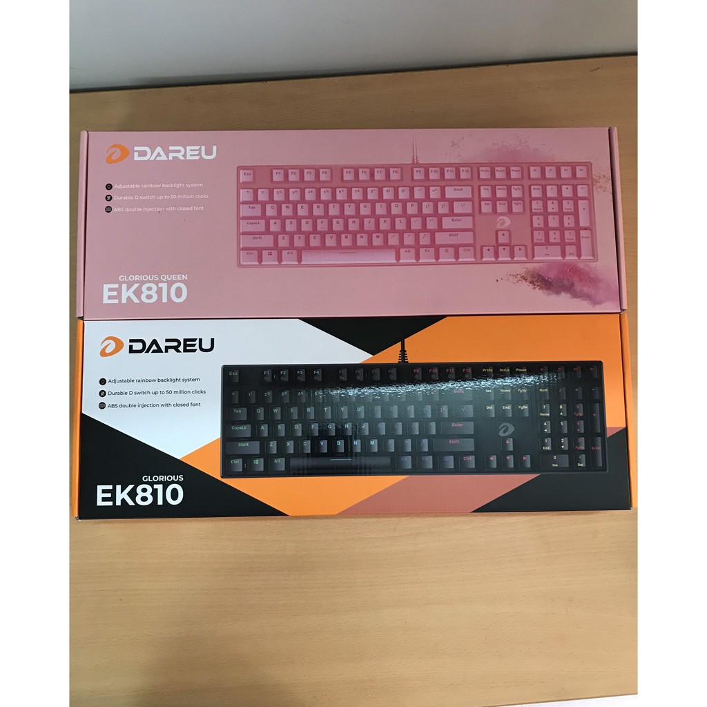 Bàn phím cơ Gaming DAREU EK810 - Black - Pink (MULTI-LED, Blue/ Brown/ Red D switch)