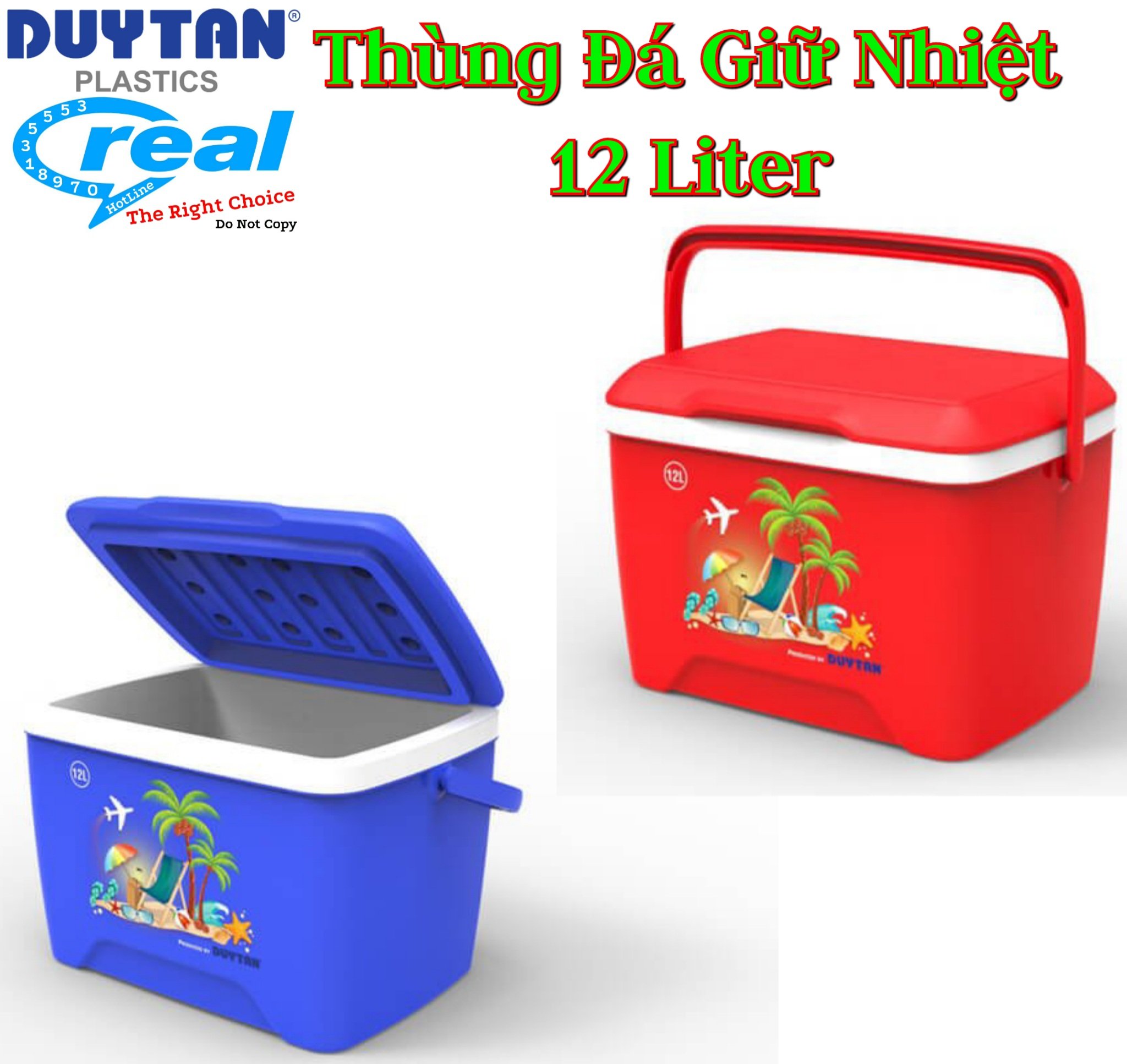 Thùng đá giữ nhiệt 12 Liter nhựa duy tân ,thùng đá nhựa duy tân du lịch có quai xách