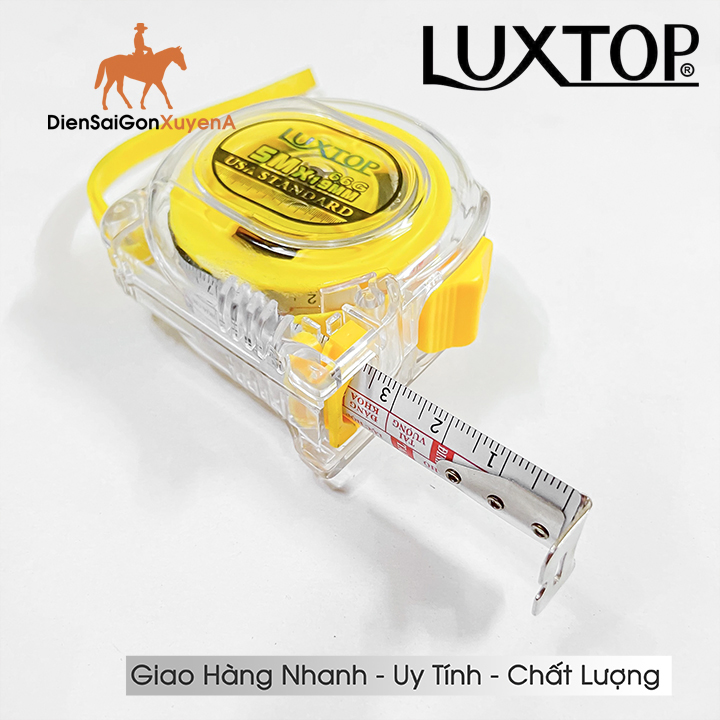 Thước kéo 5m x 19mm 2 mặt có lỗ ban LUXTOP,  thước kéo đo khoảng cách phong thủy 5 mét có lỗ ban - Điện Sài Gòn Xuyên Á