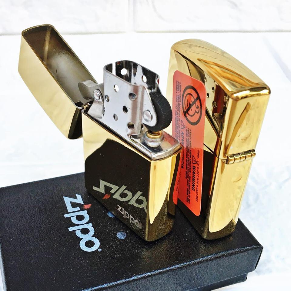 [HCM]Bật Lửa ZIPPO Mỹ (USA) Fullbox  - Trơn Bóng #Màu Vàng(Có Tem Đỏ). [KHÔNG XĂNG]