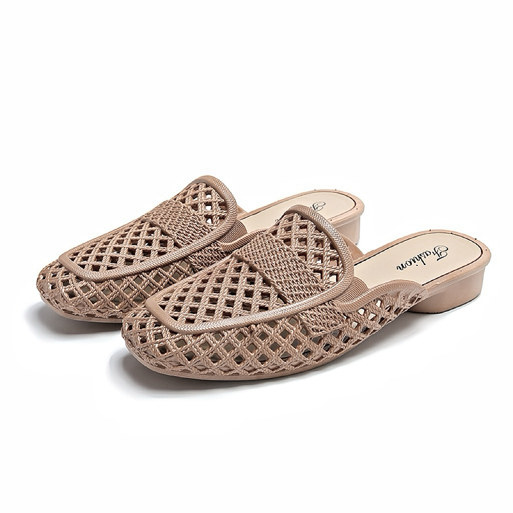 Dép sục nhựa dẻo lỗ đi mưa mules công sở đế cao 3cm cao su bít mũi nữ Maipy S027