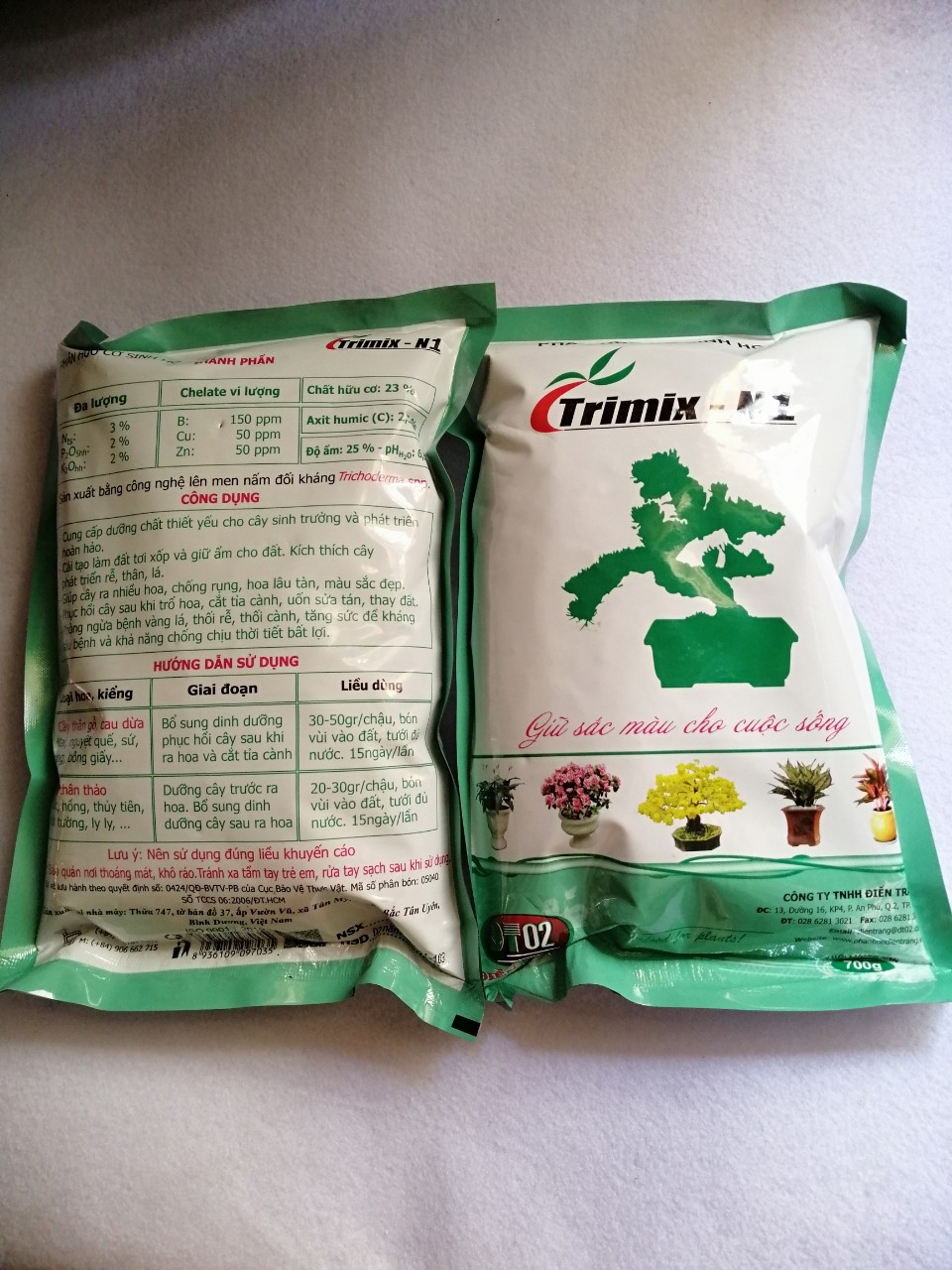 Phân hữu cơ sinh học Trimix  N1 túi 700 gram