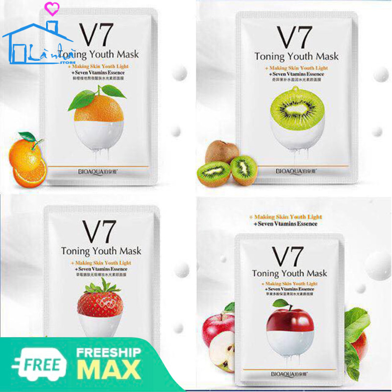 Mặt nạ giấy dưỡng da mụn cấp ẩm thải độc V7 Toning Youth Mask Bioaqua Hàn Quốc (1 Gói)